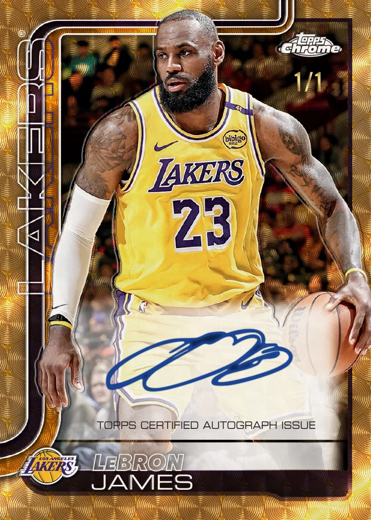 Topps Chrome LeBron James autograph card numbered 1 of 1