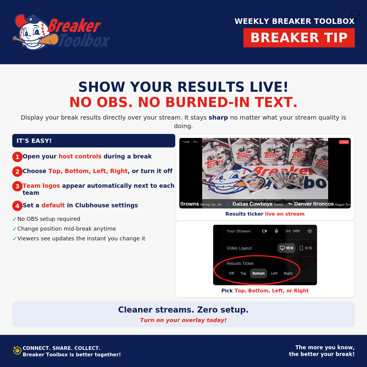 Show your results live, no OBS required