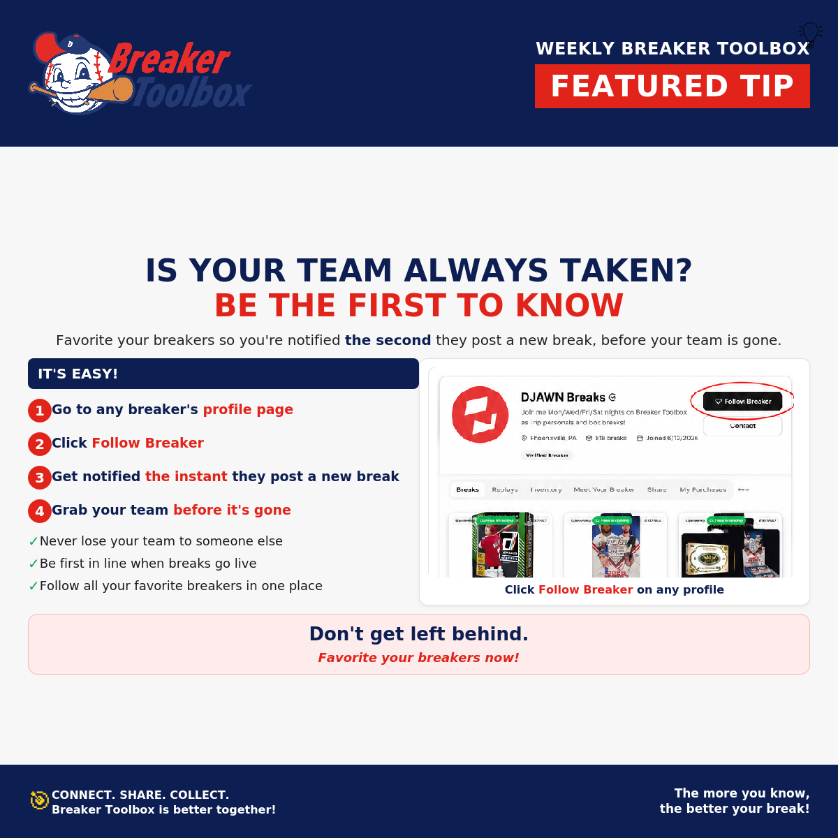 Is your team always taken? Be the first to know