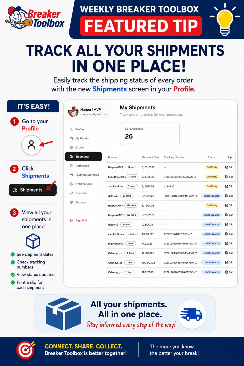 Track all your shipments in one place