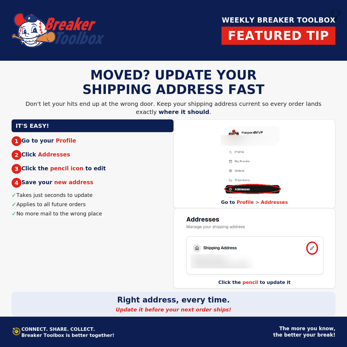 Update your shipping address fast
